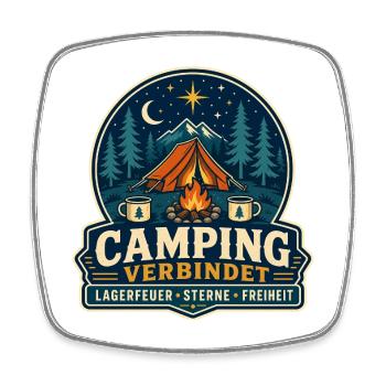 Camping verbindet – Lagerfeuer Sterne Freiheit - Viereckiger Kühlschrankmagnet - Weiß - Vorne