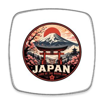 Japan Rising Sun Vintage Travel Badge - Square fridge magnet - white - Front