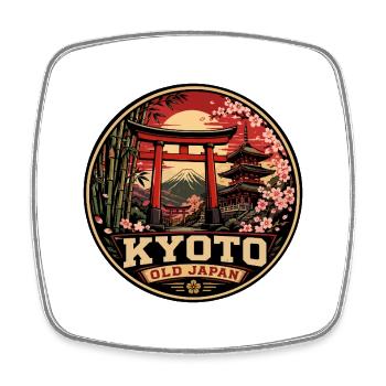 Kyoto Old Japan Vintage Travel Badge - Square fridge magnet - white - Front