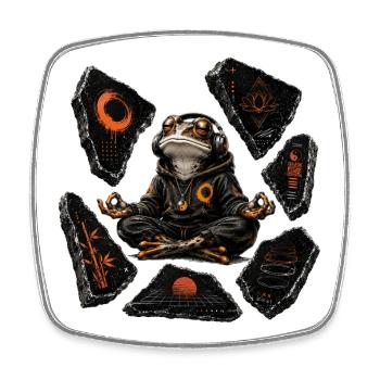 Meditating Frog Pullover Hoodie Zen - Square fridge magnet - white - Front