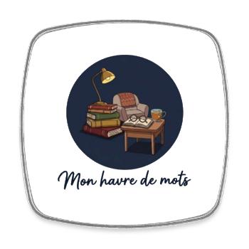 Mon havre de mots - Coin Lecture & Livre - Magnet carré - blanc - Devant