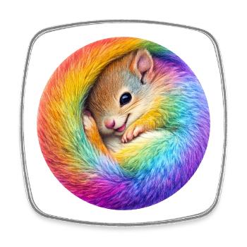 Rainbow Squirrel - Square fridge magnet - white - Front