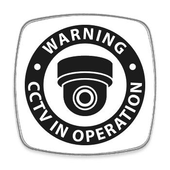 Warning CCTV Camera In Operation Sign - Square fridge magnet - white - Front