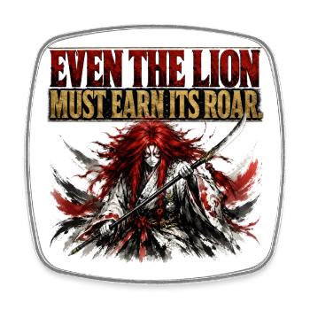Même le Lion gagne son t-shirt de gymnase de samouraï Roar - Magnet carré - blanc - Devant