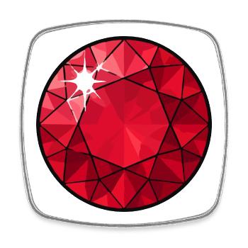 Faceted Ruby Circle - Square fridge magnet - white - Front