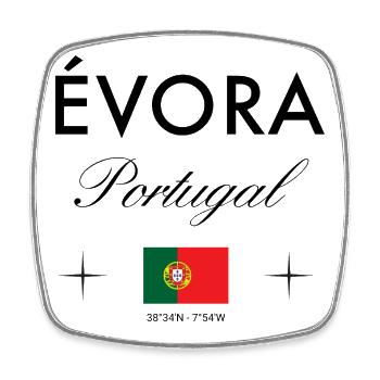 Evora Portugal Koordinaten Reise Souvenir - Viereckiger Kühlschrankmagnet - Weiß - Vorne