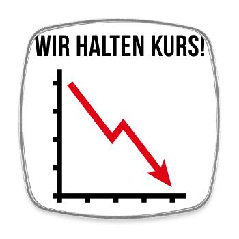 Wir Halten Kurs! (Fortschritt / Abwärts / POS 2C) - Viereckiger Kühlschrankmagnet - Weiß - Vorne