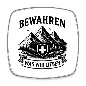 Bewahren was wir lieben Schweiz - Viereckiger Kühlschrankmagnet - Weiß - Vorne