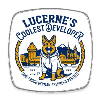 Lucerne Developer German Shepherd Parent Novelty - Square fridge magnet - white - Front