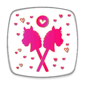 Hobby Horsing Girl - Square fridge magnet - white - Front