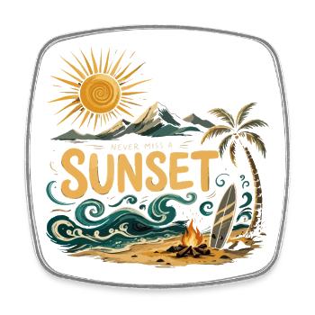 Sonnenuntergang am Strand Surf - Viereckiger Kühlschrankmagnet - Weiß - Vorne