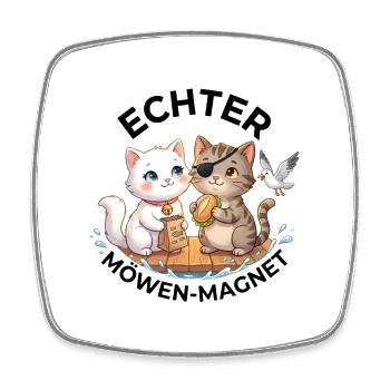 Katzen Echter Möwenmagnet - Viereckiger Kühlschrankmagnet - Weiß - Vorne