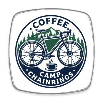 Coffee Camp Chainrings Vintage Bike Emblem - Square fridge magnet - white - Front