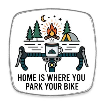 Home Is Where You Park Your Bike Camping Mug - Square fridge magnet - white - Front