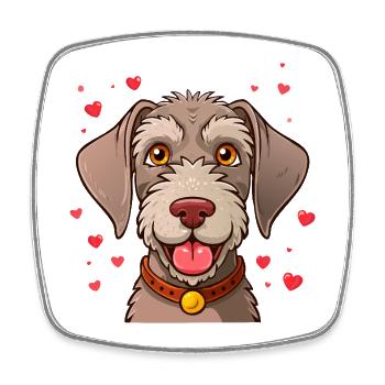 German Wirehaired Dog (Comic Portrait) - Square fridge magnet - white - Front