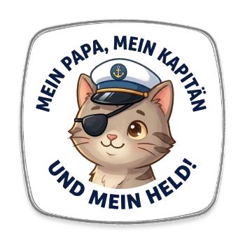 Mein Papa Kapitän und Held - Viereckiger Kühlschrankmagnet - Weiß - Vorne