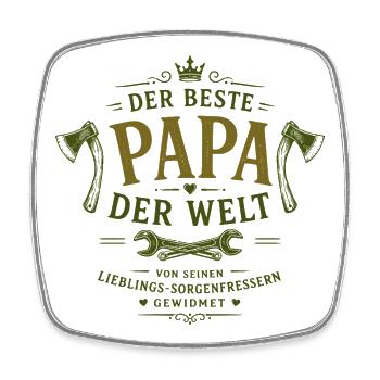Der beste Papa der Welt – Sorgenfressern - Viereckiger Kühlschrankmagnet - Weiß - Vorne