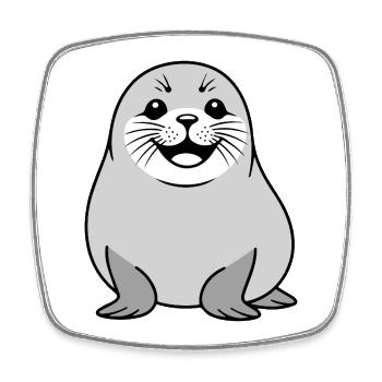 Cute Seal Comic Design - Square fridge magnet - white - Front