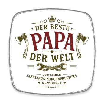 Der beste Papa der Welt - Viereckiger Kühlschrankmagnet - Weiß - Vorne