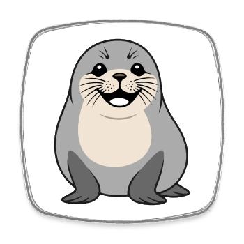 Fluffy seal nature design - Square fridge magnet - white - Front