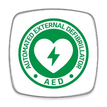 Automated External Defibrillator AED Sign Sticker - Square fridge magnet - white - Front