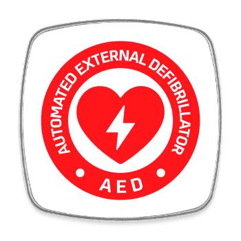 Automated External Defibrillator AED Sign Sticker - Square fridge magnet - white - Front