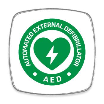 Automated External Defibrillator AED Sign Sticker - Square fridge magnet - white - Front