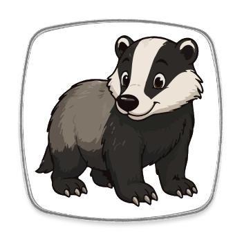 Cuddly Badger Mascot - Square fridge magnet - white - Front