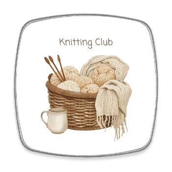 Club de tricot : passe-temps douillet - Magnet carré - blanc - Devant