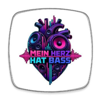 Mein Herz Hat Bass – Festival & Techno Heart Beat - Viereckiger Kühlschrankmagnet - Weiß - Vorne