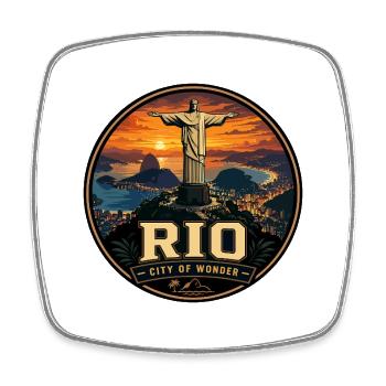 Badge de voyage vintage de Rio de Janeiro - Magnet carré - blanc - Devant