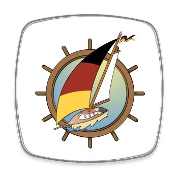 Sailboat with German flag in rudder wheel - Square fridge magnet - white - Front