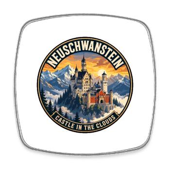 Neuschwanstein Castle Germany Vintage Badge - Square fridge magnet - white - Front