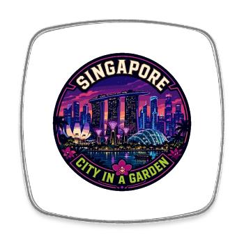 Singapore City in a Garden Vintage Badge - Square fridge magnet - white - Front