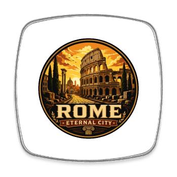 Rome Eternal City Colosseum Vintage Badge - Square fridge magnet - white - Front