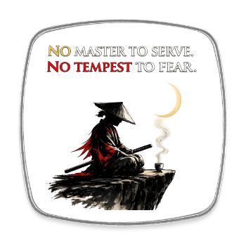 No Master To Serve No Tempest To Fear Samurai Tee - Square fridge magnet - white - Front