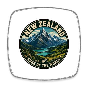New Zealand Edge of the World Vintage Badge - Square fridge magnet - white - Front