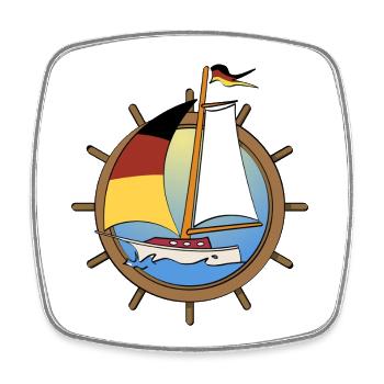 Sailboat with German flag in steering wheel - Square fridge magnet - white - Front