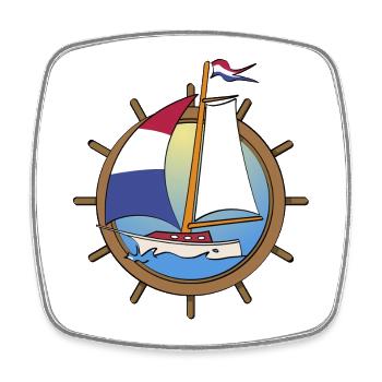 Voilier néerlandais au volant - Magnet carré - blanc - Devant