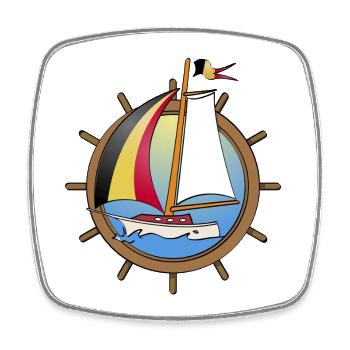 sailboat with Belgian flag in steering wheel - Square fridge magnet - white - Front