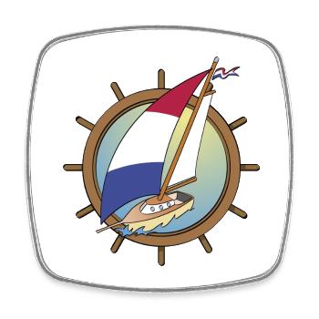 Dutch Sailboat in steering wheel - Square fridge magnet - white - Front