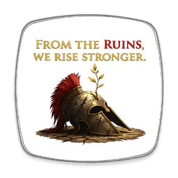 From The Ruins We Rise Stronger Spartan Gym Shirt - Square fridge magnet - white - Front