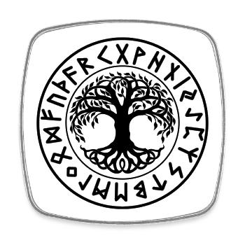 Yggdrasil Tree Norse Runes Seal - Square fridge magnet - white - Front