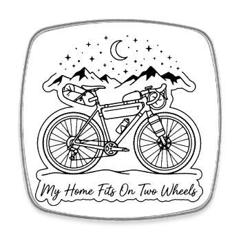 Gravel Bike My Home Fits On Two Wheels - Square fridge magnet - white - Front