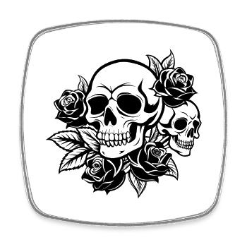 Skulls and Roses - Square fridge magnet - white - Front