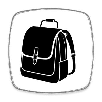 Sac d’école - Magnet carré - blanc - Devant