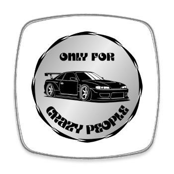 Only for Crazy Car People - Square fridge magnet - white - Front