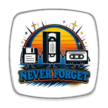 Never Forget Retro Tape Trio - Square fridge magnet - white - Front