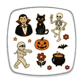 Midnight Mischief Halloween Set - Square fridge magnet - white - Front