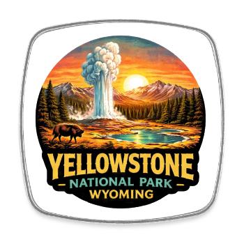 Yellowstone Nationalpark Abenteuer Natur - Viereckiger Kühlschrankmagnet - Weiß - Vorne